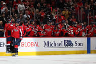 Alex Ovechkin celebrates a goal vs the Edmonton Oilers. (Credits: IMAGN)